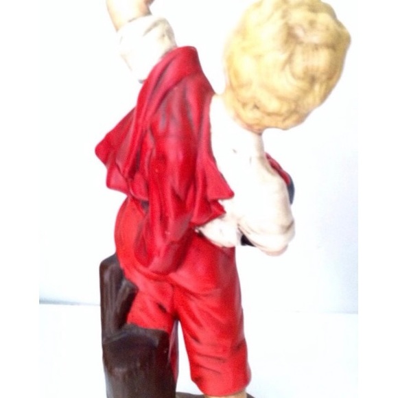Red Ceramics Cherry Picker Hand Painted Vintage 1975 Boy Girl Antiqued Fruit - Picture 3 of 3